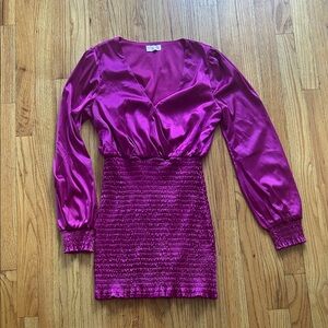 Pink Lily Vibrant Pink Satin Top